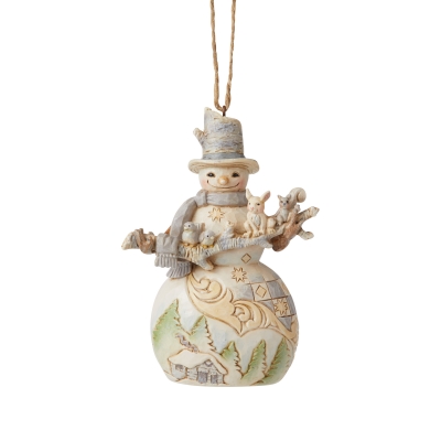 Bałwan zawieszka bałwanek i przyjaciele Snowman with Branch and Animals 6006587 Jim Shore