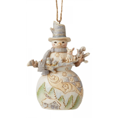 Bałwan zawieszka bałwanek i przyjaciele Snowman with Branch and Animals 6006587 Jim Shore