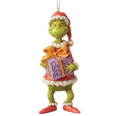 Grinch zawieszka z bajki "Grinch Świąt nie będzie" Grinch Holiding Present (Hanging Ornament) 6004067 Jim Shore